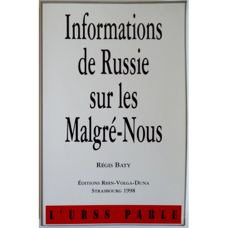 Informations de Russie sur les Malgré-Nous